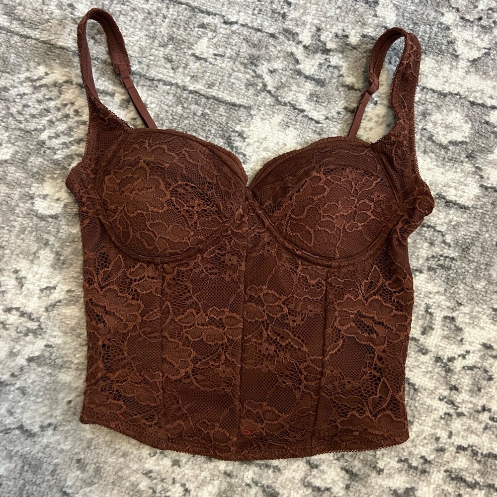 Women’s Trendy Brown Lace Bustier Top